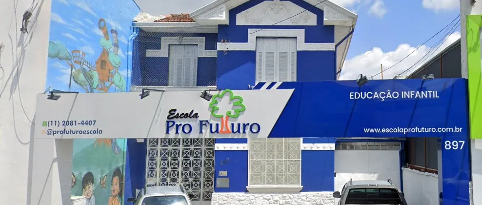 Fachada da Escola Pró Futuro, no Belenzinho, São Paulo